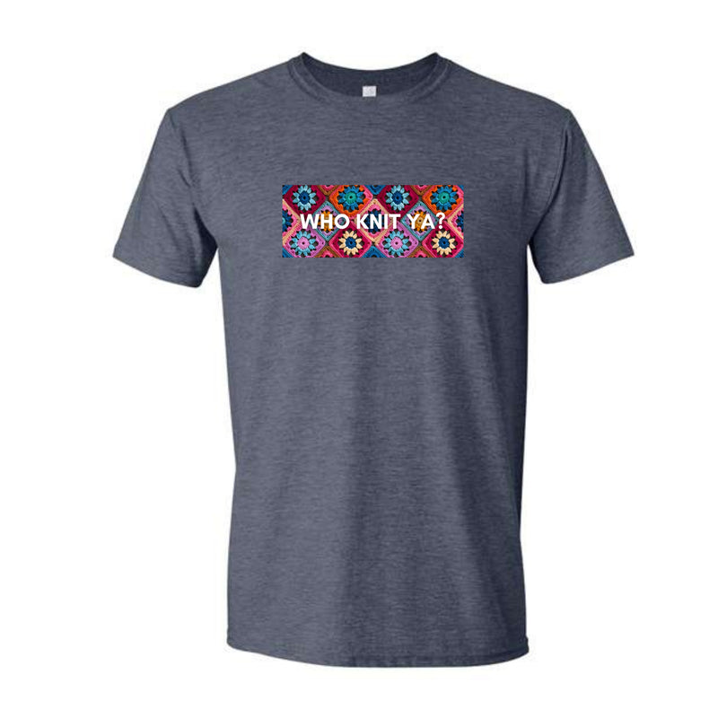 Who Knit Ya Unisex T-Shirt (Crocheted Granny Square Edition)