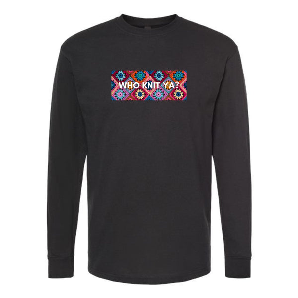 Who Knit Ya Longsleeve T-Shirt (Crocheted Granny Square Edition)